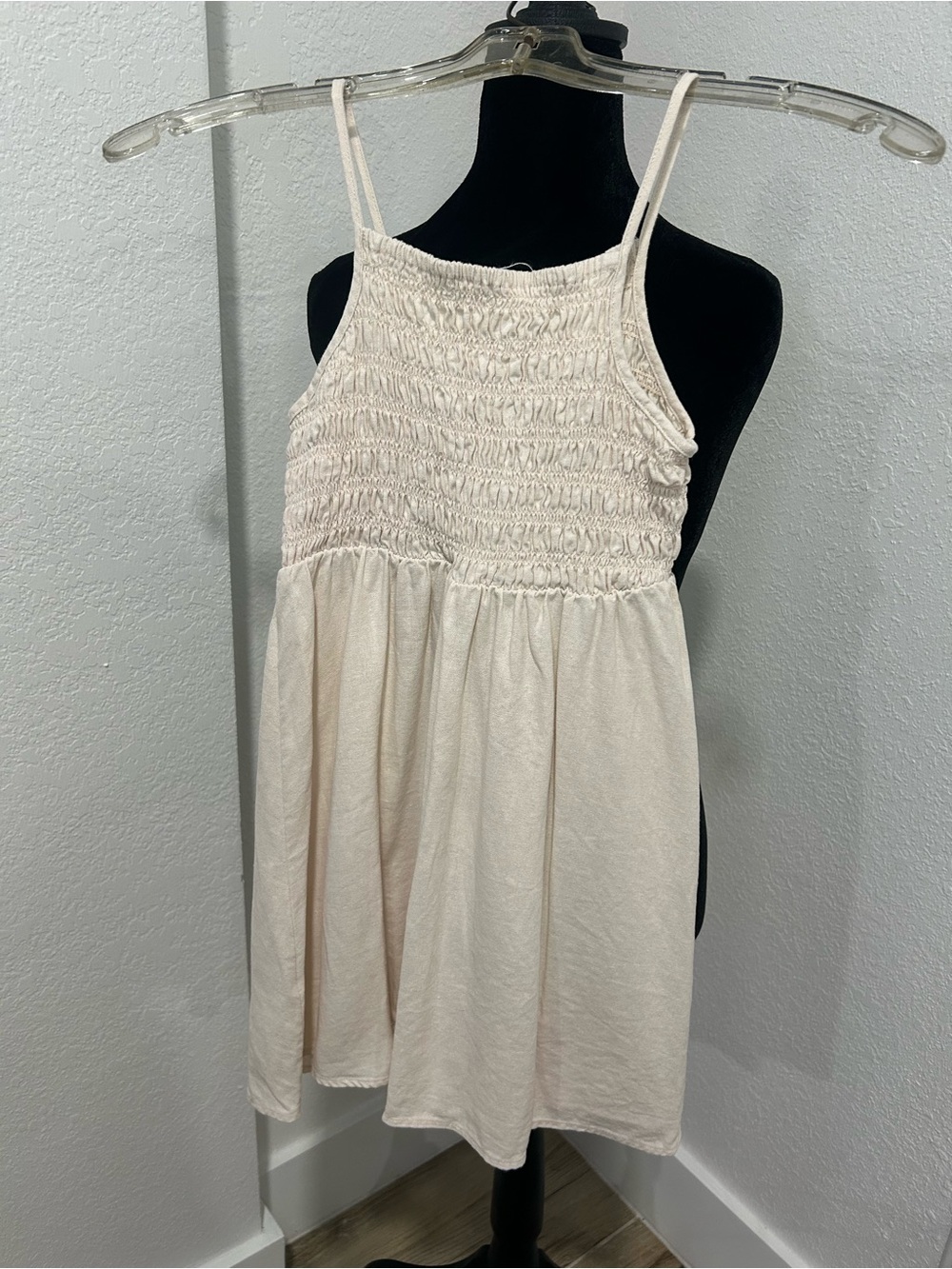 Copper Key Cream Smocked Sundress with Spaghetti Straps